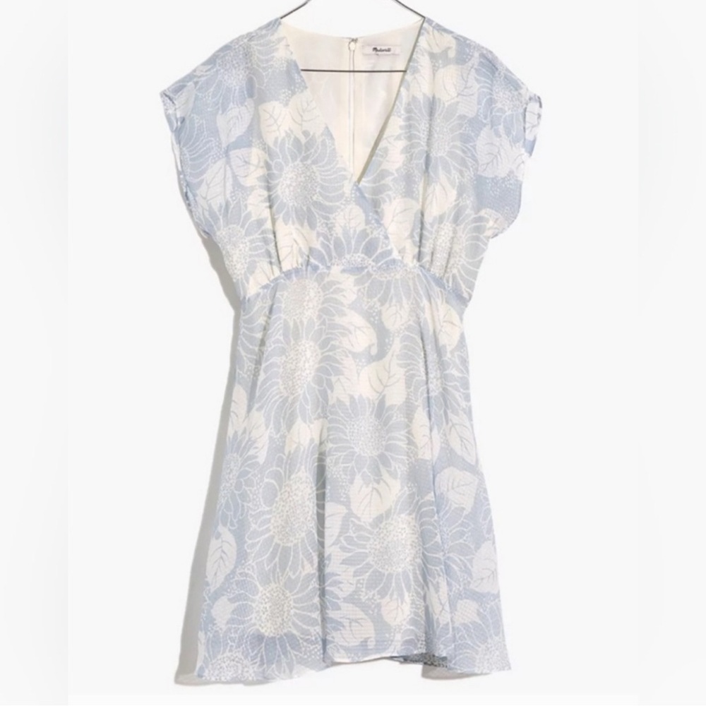 Madewell Crossover Mini V-Neck Sleeveless Sunflower Dress. Size 10